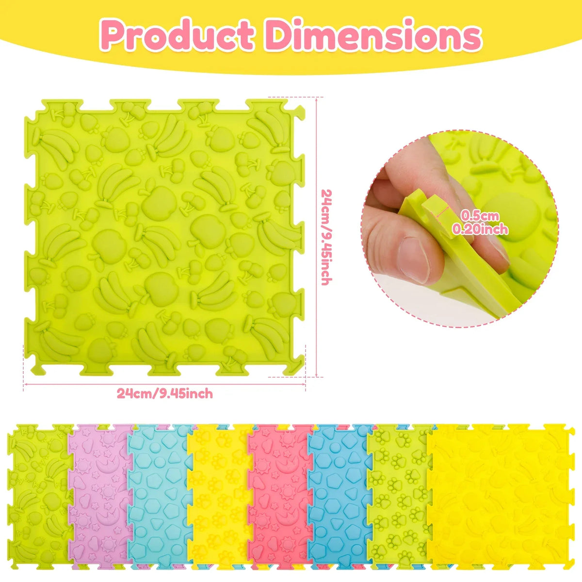 Silicone Interlocking Sensory Play Mat Set – 6 or 8 Pcs