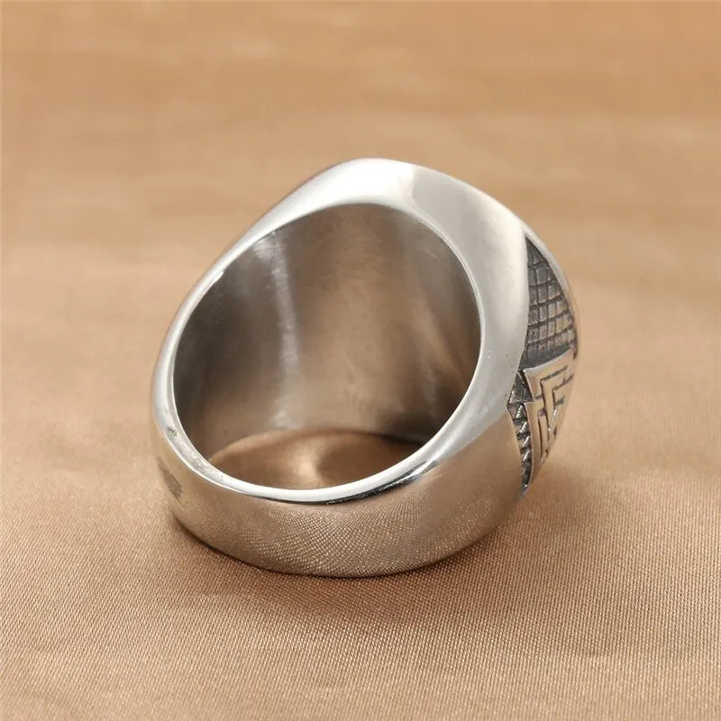 Vintage Zinc Alloy Ring – Snowflake, Rune & Compass Patterns