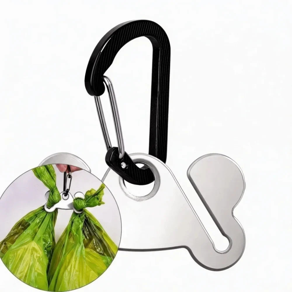 Stainless Steel Dog Poop Bag Holder with Clip | Hands-Free