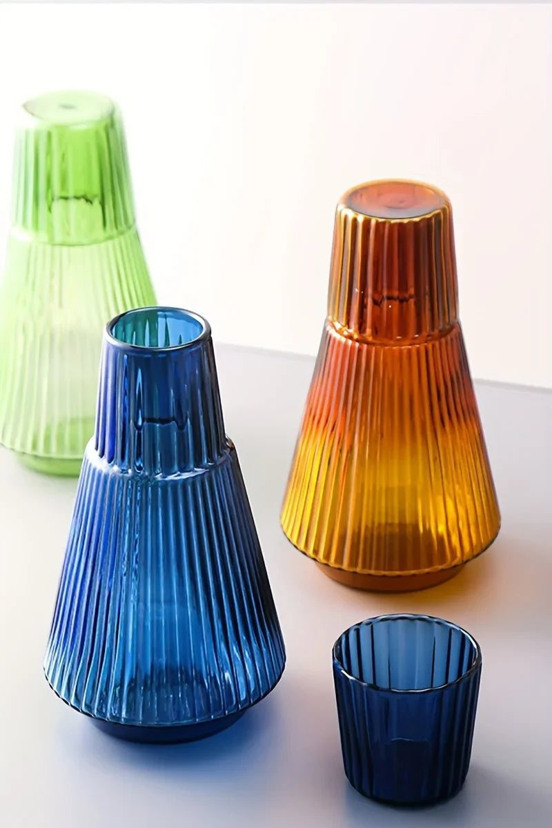 Handmade Colorful Heat-Resistant Glass Kettle & Cup Set