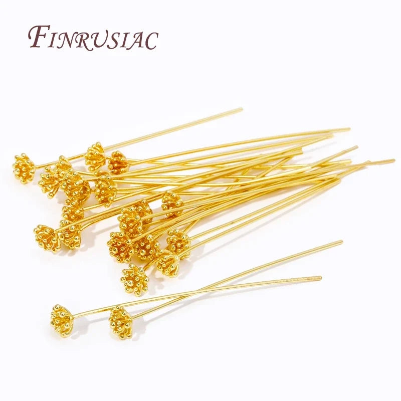 18K Gold Plated Flower Flat Pins for DIY Jewelry Making – 5/10Pcs