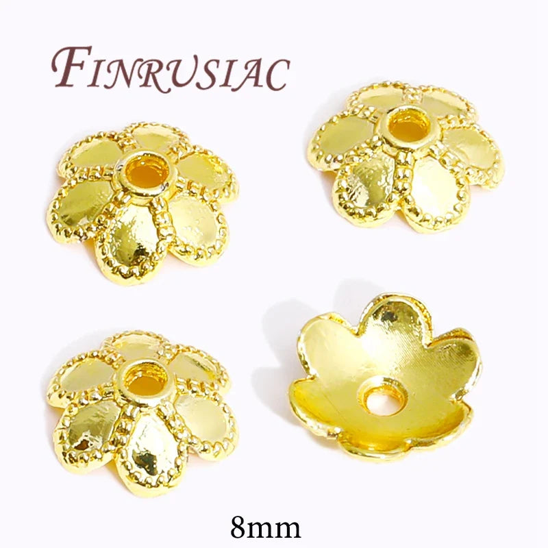 18K/14K Gold Plated Flower Bead Caps – DIY Jewelry Spacers