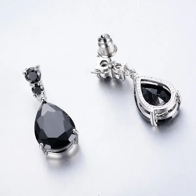 Women's Silver Purple Zircon Drop Earrings | Classic Fashion