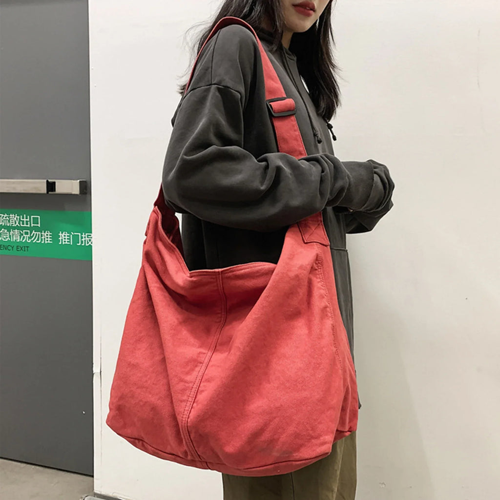 Large Canvas Crossbody Shoulder Bag & Tote – Unisex Hobo Bag