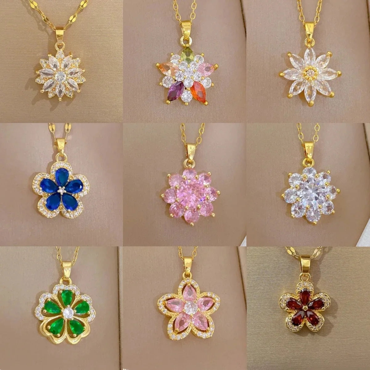 Women's Minimalist Flower Pendant Choker Necklace – Gold
