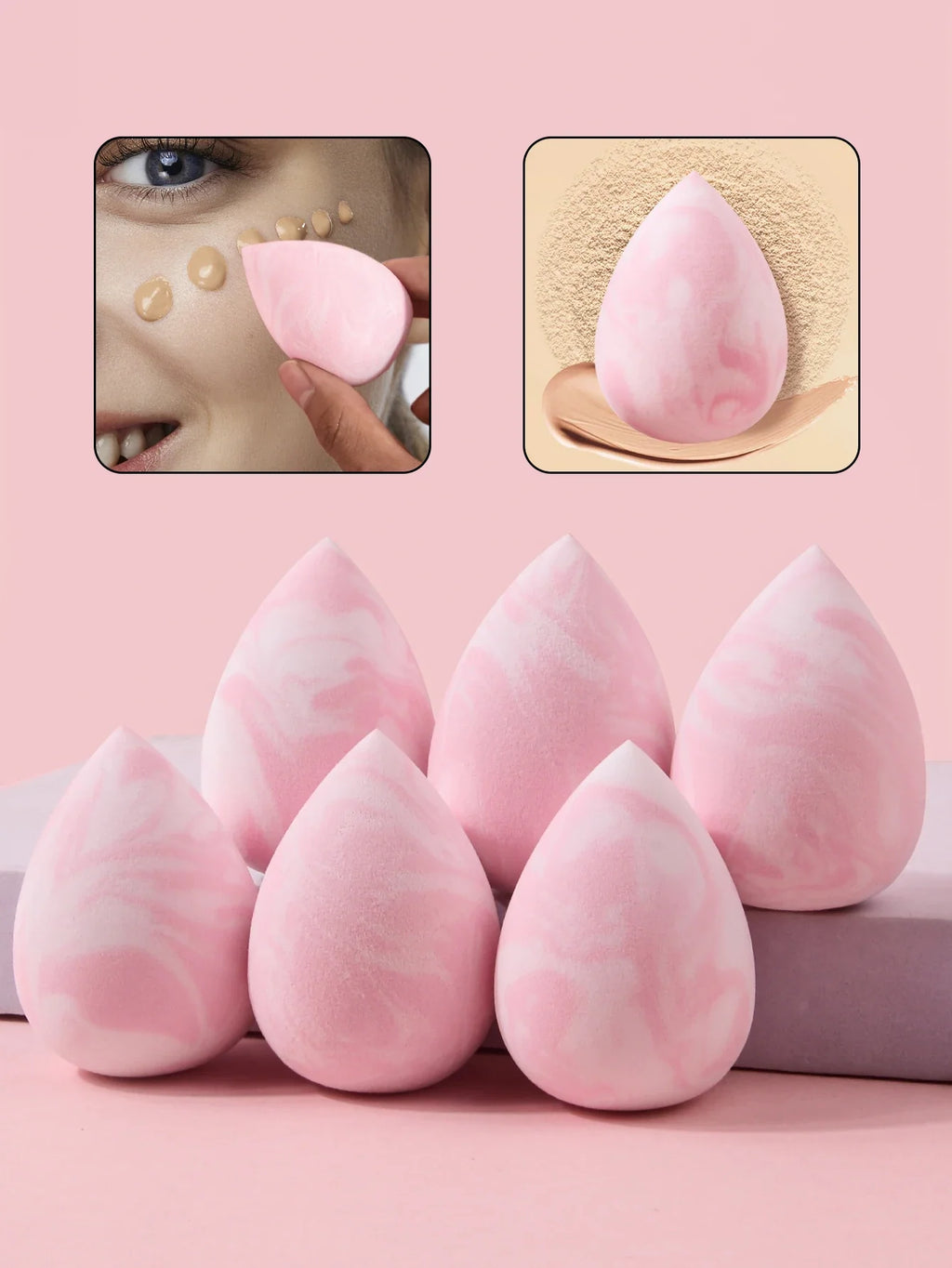 6PCS Makeup Sponge Powder Puff Set – Dry & Wet Beauty Eggs