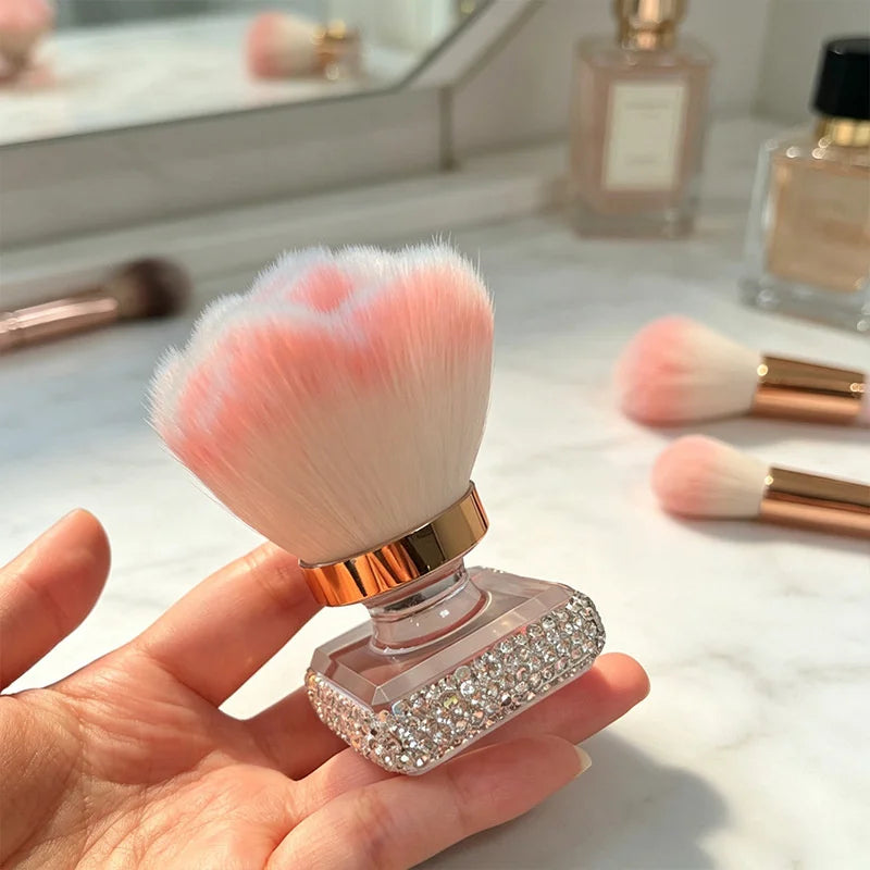 Rose Fluffy Powder Brush – Rhinestone Base Blush & Nail Dust