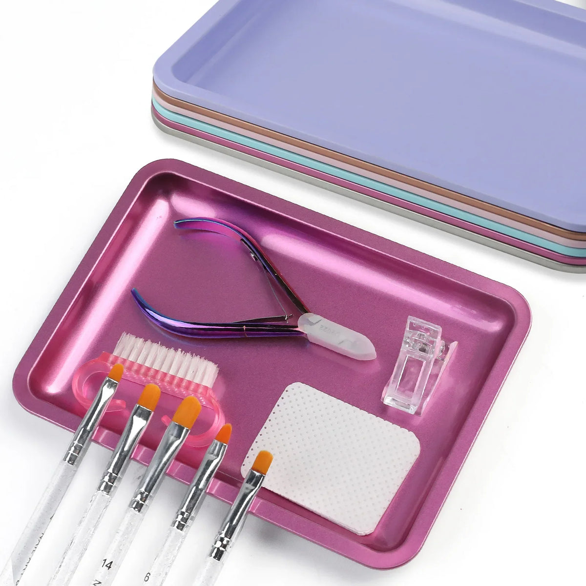Stainless Steel Nail Art Storage Tray | Manicure Organizer
