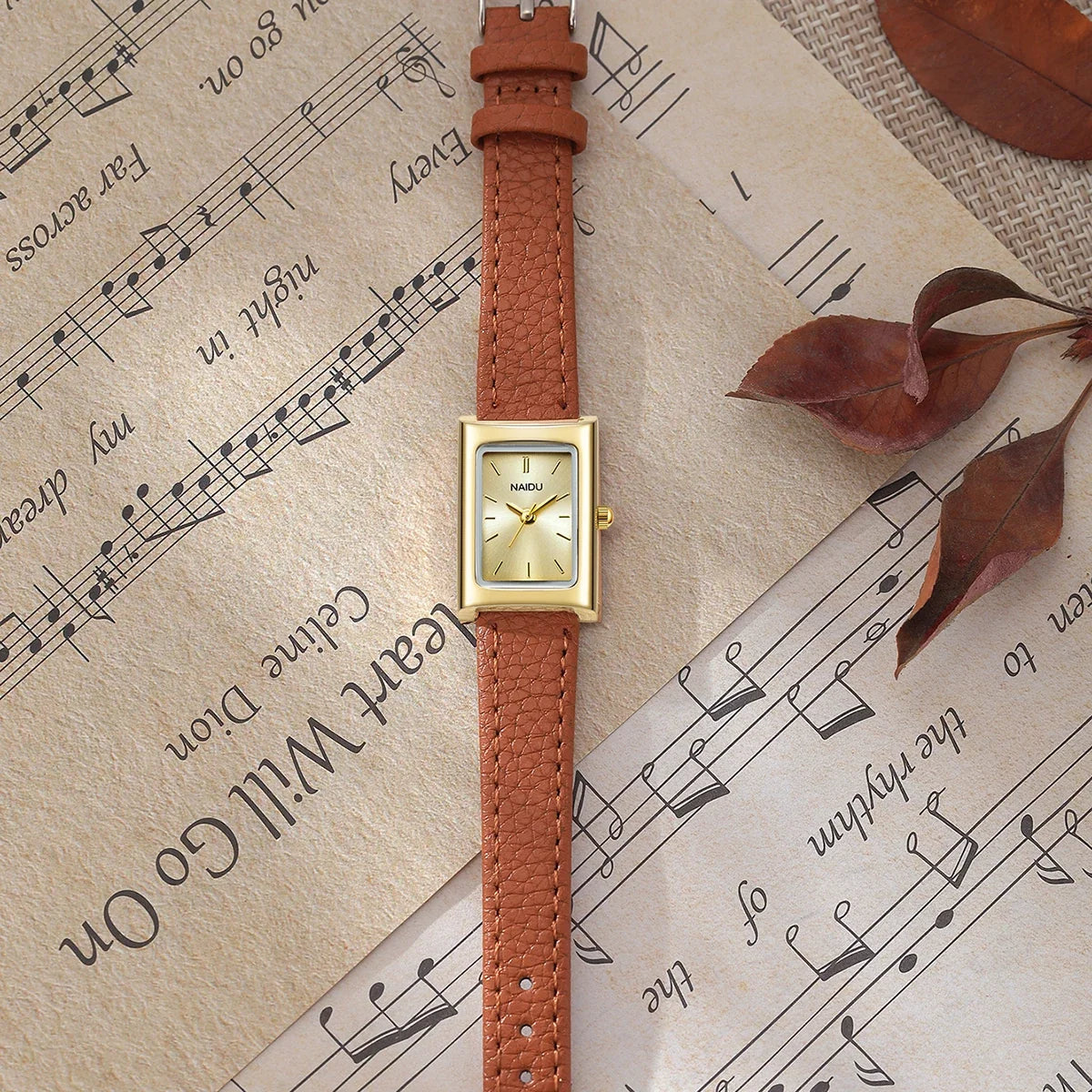 Women's Retro Rectangular Quartz Watch | Leather Band