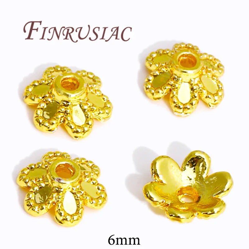 18K/14K Gold Plated Flower Bead Caps – DIY Jewelry Spacers