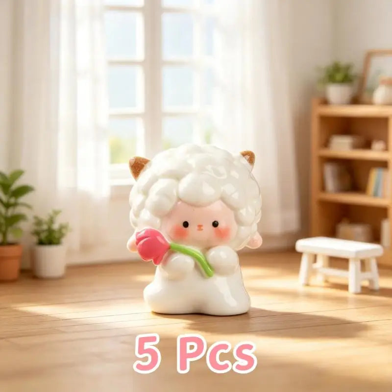 Miniature Sheep Lamb Resin Figurines Fairy Garden Ornaments 5/6Pcs