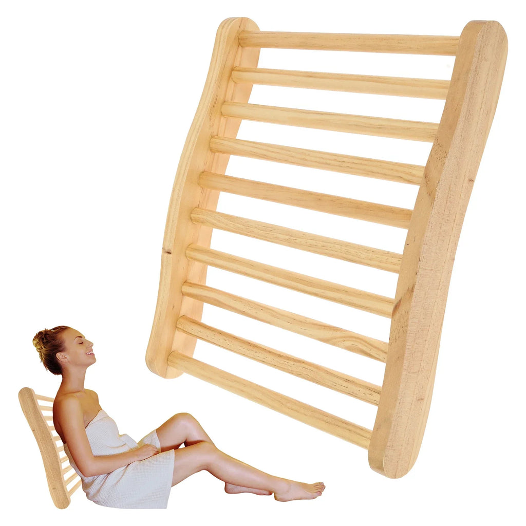 Wooden S-Shape Ergonomic Sauna Backrest – Anti-Slip Spa Chair