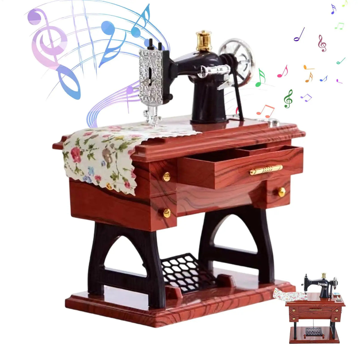 Vintage Sewing Machine Wind-Up Music Box | Home Décor Gift