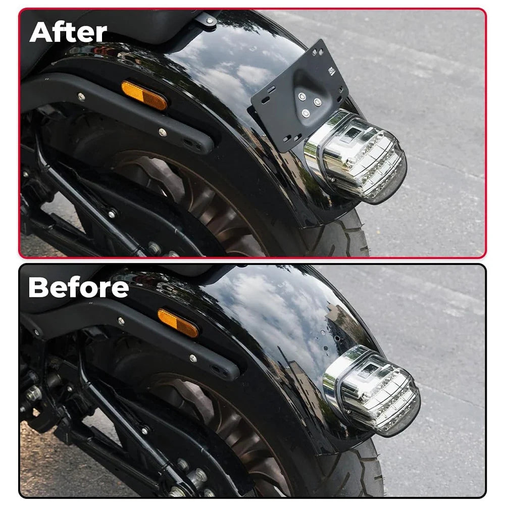 Motorcycle Curved Laydown License Plate Bracket | Softail Dyna