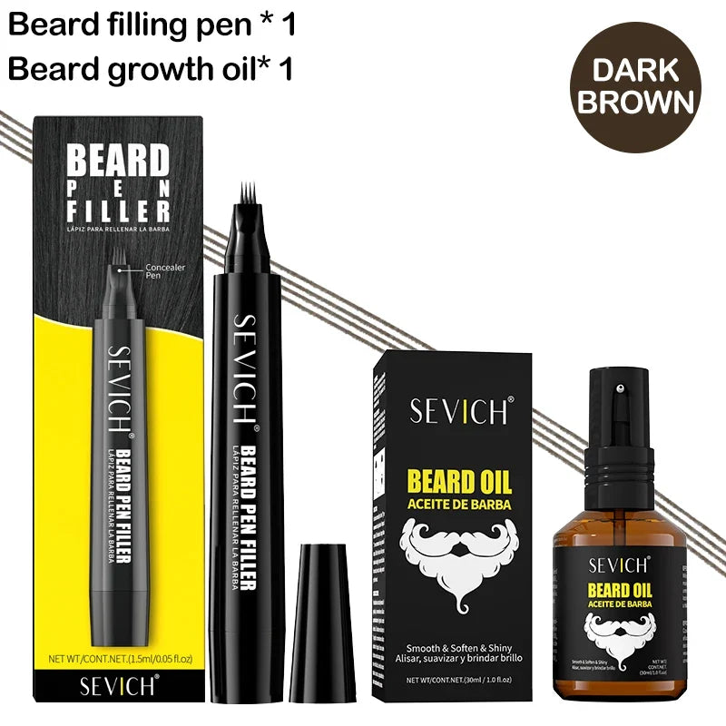 SEVICH Beard Styling Set – Growth Serum Oil & Filler Pen