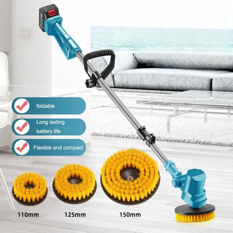 Retractable Electric Cleaning Brush – Bathroom & Floor Scrubber