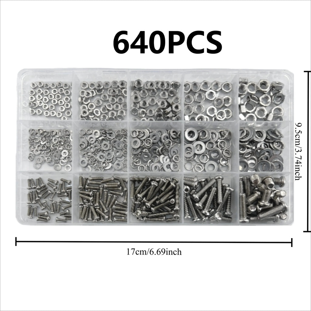 640/120PCS Metric Hex Nuts & Bolt Set M2 M3 M4 M5 DIY Hardware Kit