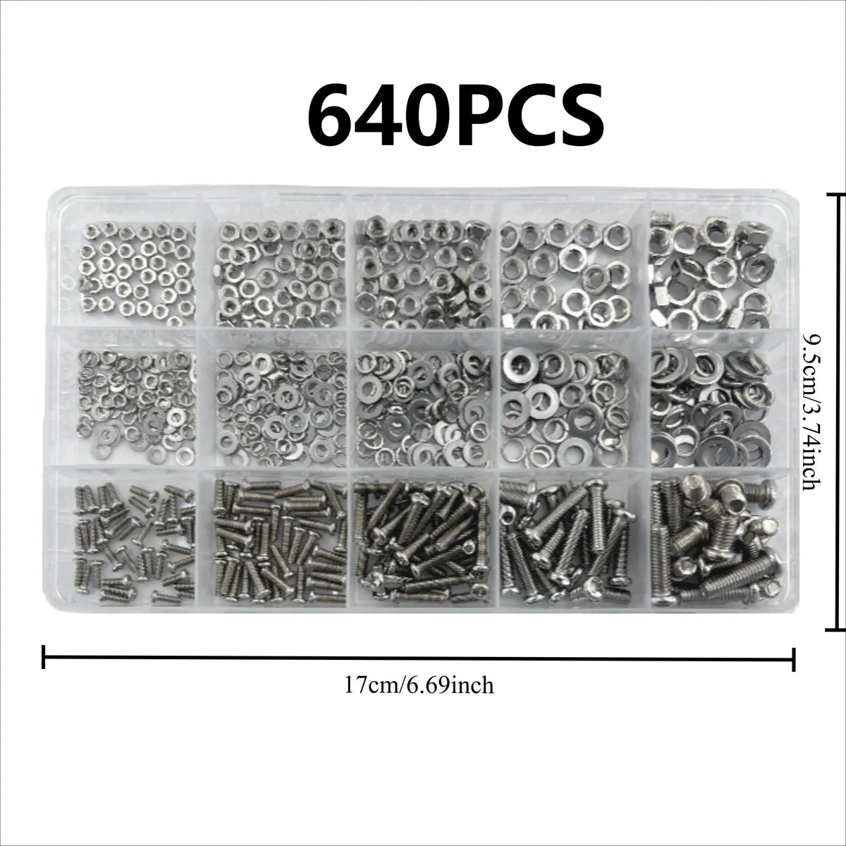 640/120PCS Metric Hex Nuts & Bolt Set M2 M3 M4 M5 DIY Hardware Kit