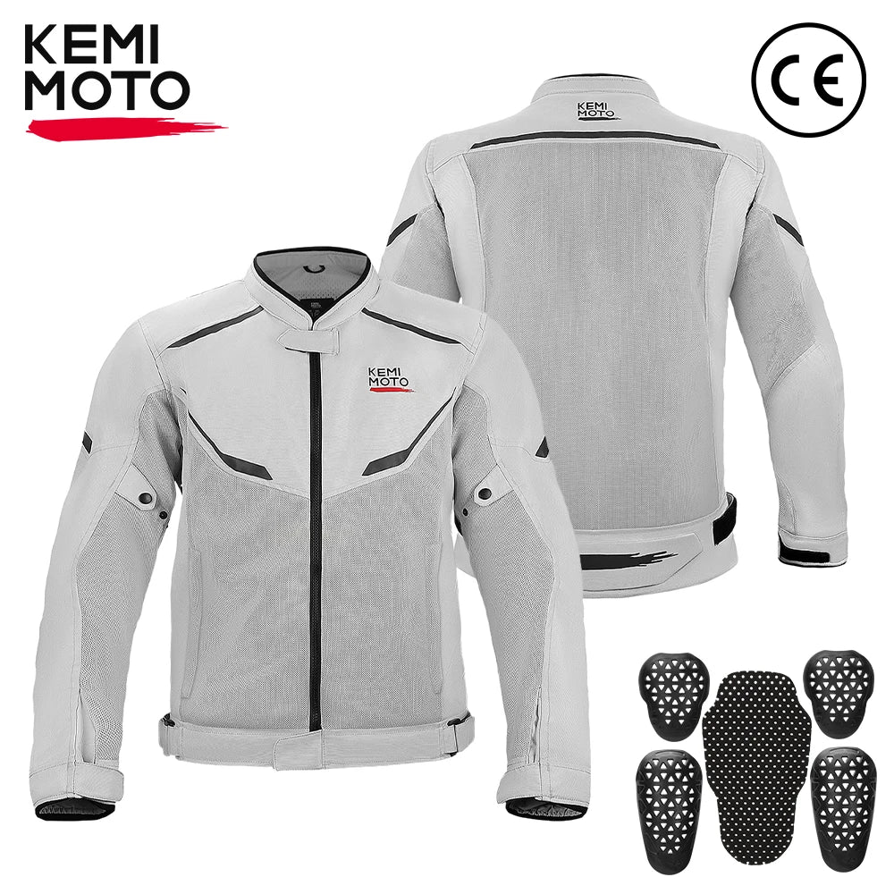 KEMIMOTO Men's Mesh Motorcycle Jacket CE Armor Breathable