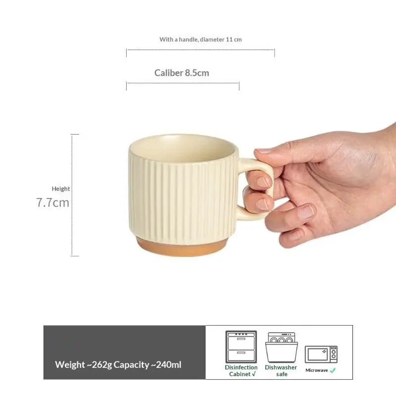 Thickened Ceramic Mug with Handle – Modern White Coffee Cup