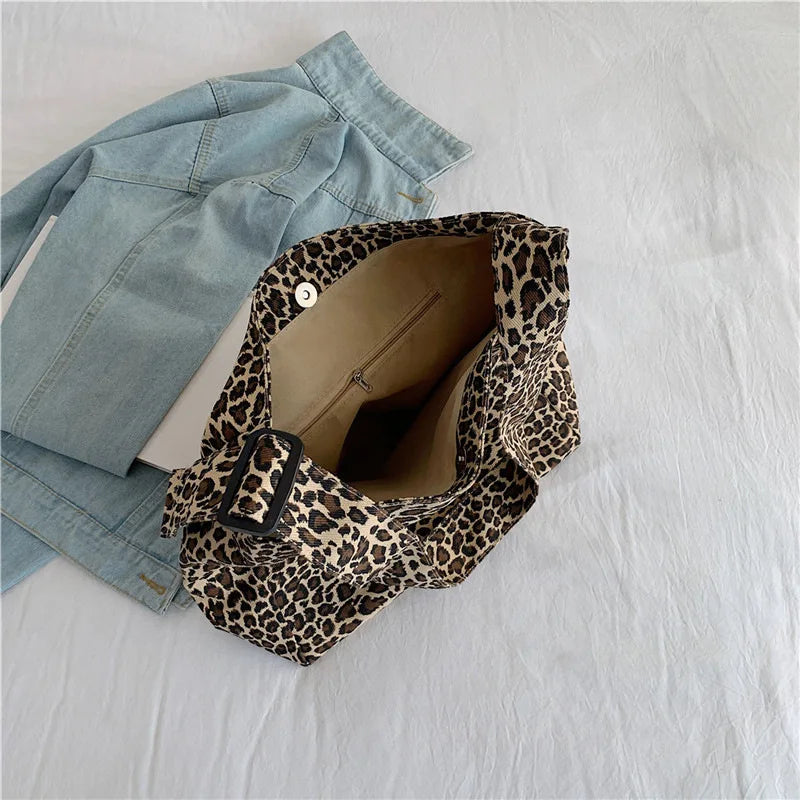 Leopard Print Large Capacity Crossbody Tote Shoulder Bag