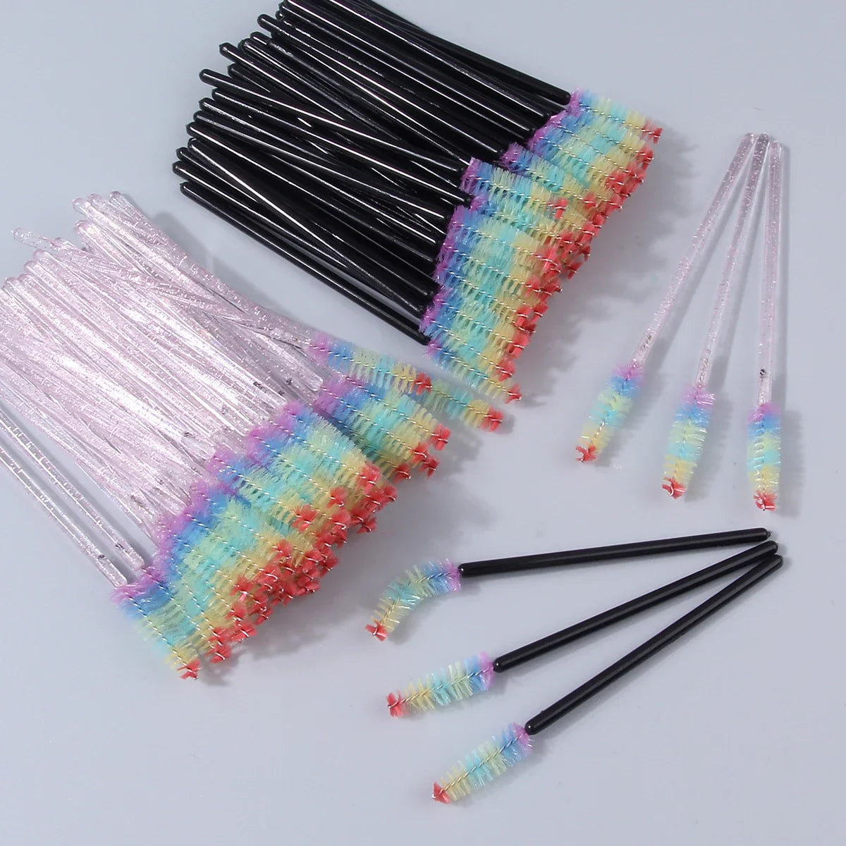 100Pcs Disposable Crystal Mascara Wands & Eyelash Comb Set