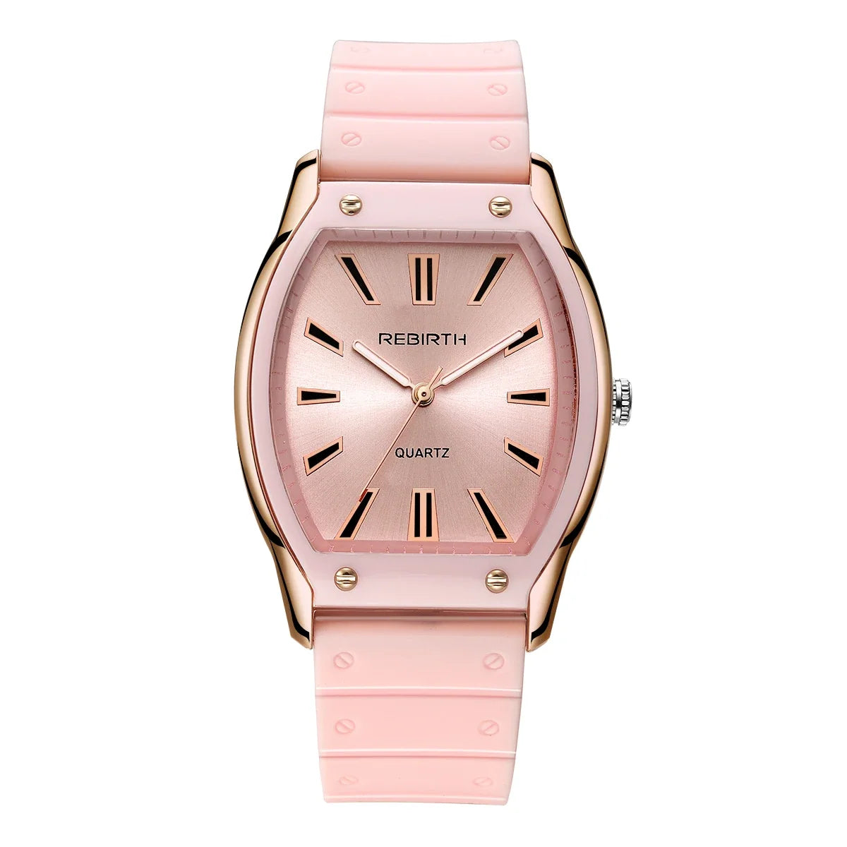 REBIRTH Unisex Casual Quartz Watch – Silicone Strap Tonneau Dial