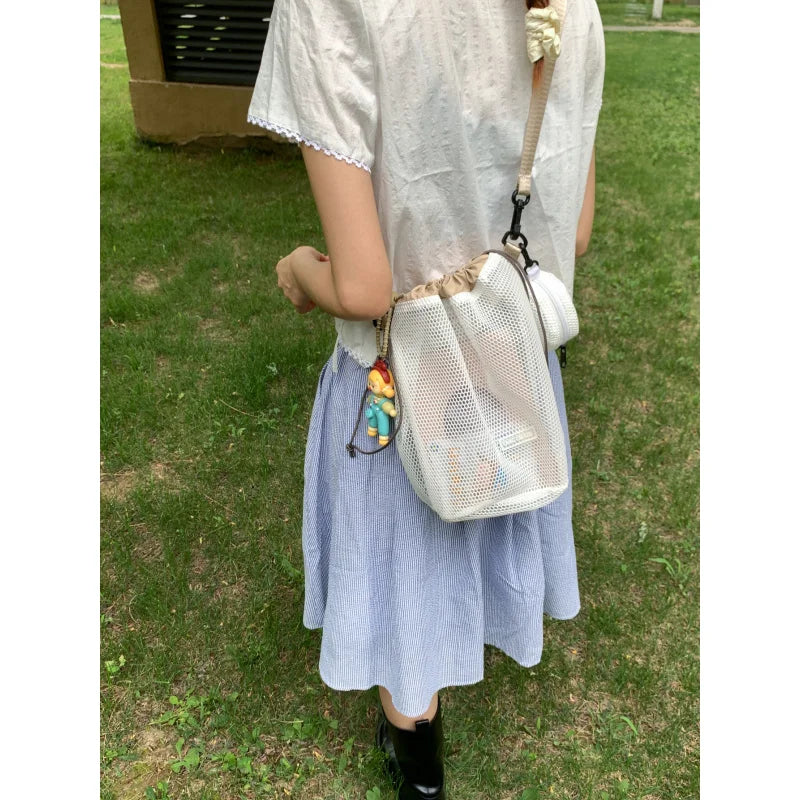 Mesh Bucket Bag – Large Capacity Beach & Crossbody Bag