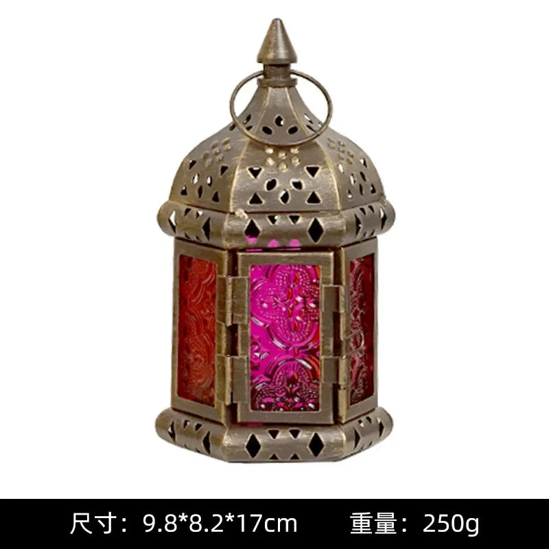 Moroccan Hanging Glass Candle Lantern | Iron Pendant Stand