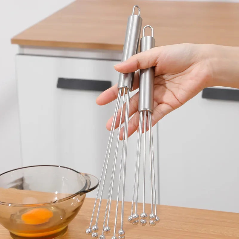 Stainless Steel Ball Whisk Set 10" & 12" – Manual Egg Beater