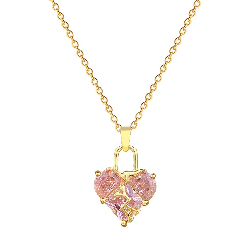 Heart Lock Pendant Choker Necklace | Gold Stainless Steel