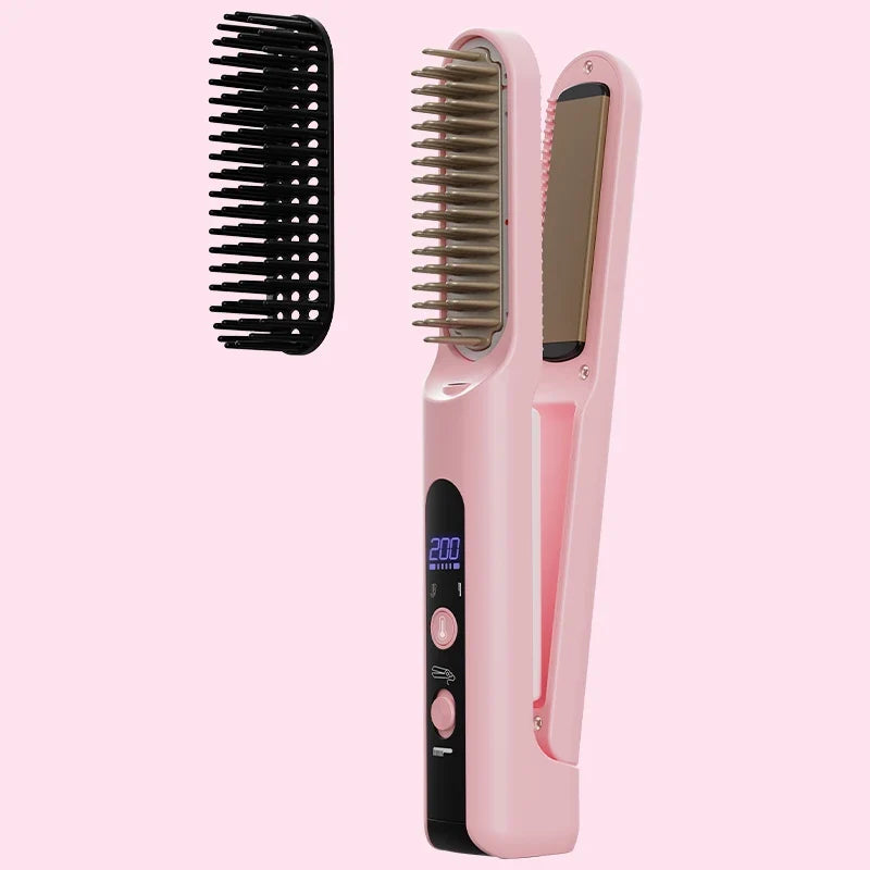 Wireless Hair Straightening Brush – Cordless Mini Styler