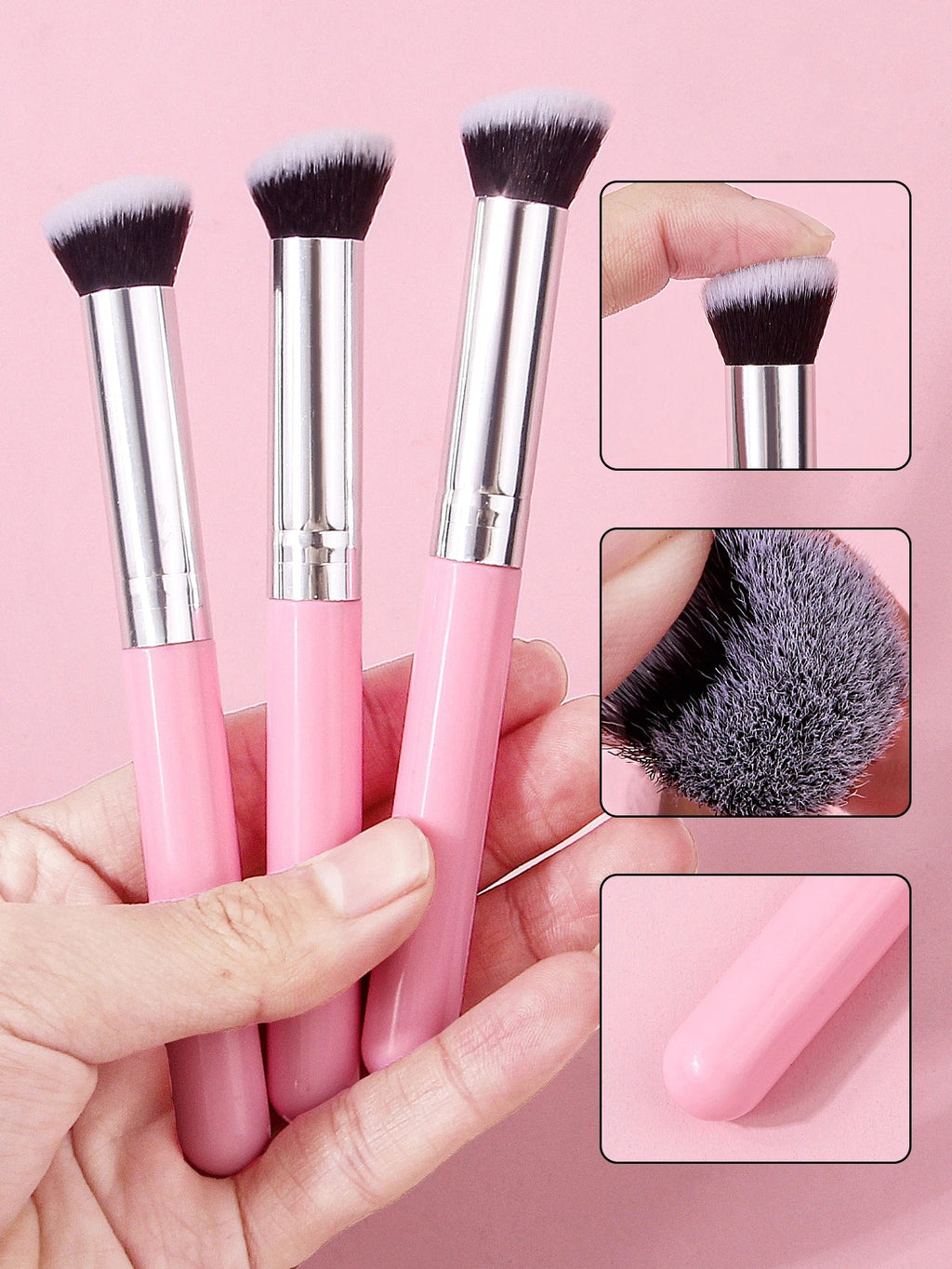 Round Head Blush, Concealer & Highlighter Brush Set of 3
