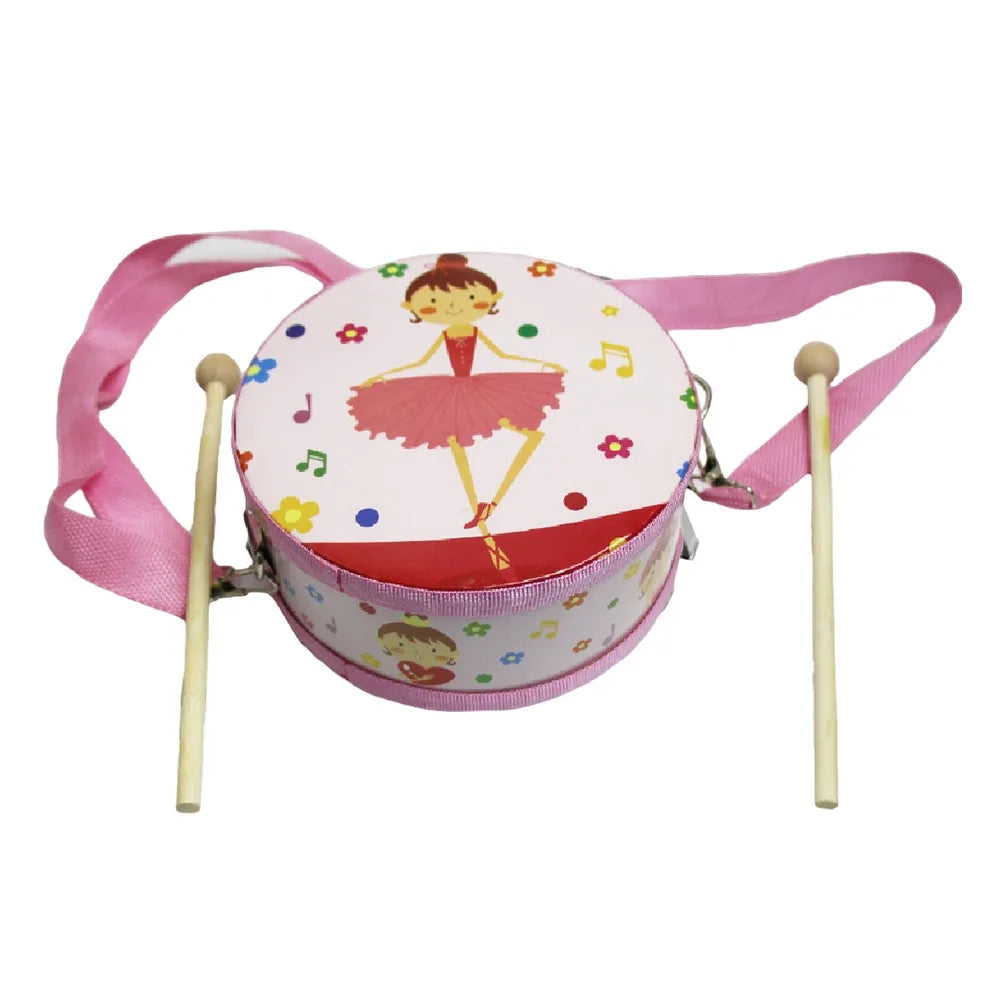 Kids Wooden Percussion Drum – Animal Pattern & Carry Strap