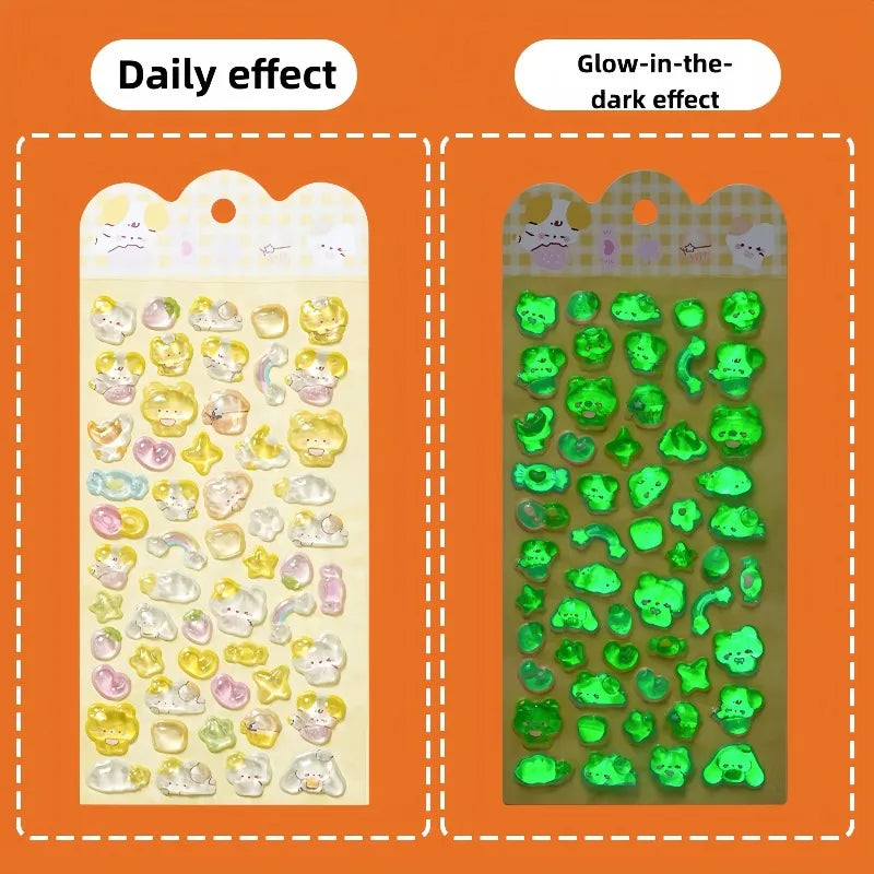 3D Embossed Cartoon Stickers – Luminous & Non-Luminous