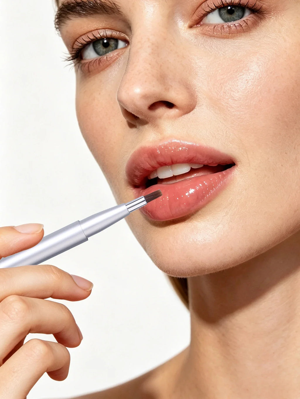 3-Pack Retractable Lip Brush Set | Silver Metal Travel Makeup