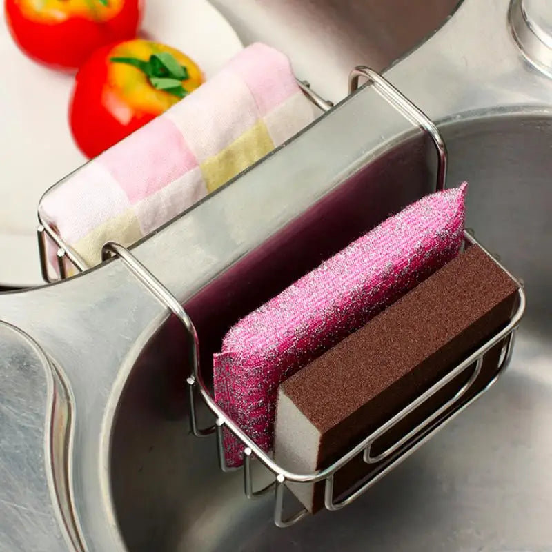 Stainless Steel Sink Sponge Draining Rack & Hanging Basket