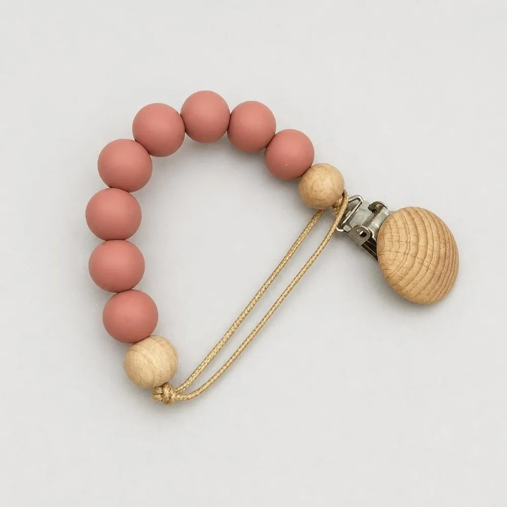 Silicone Wood Pacifier Clip – Food Grade Baby Soother Holder