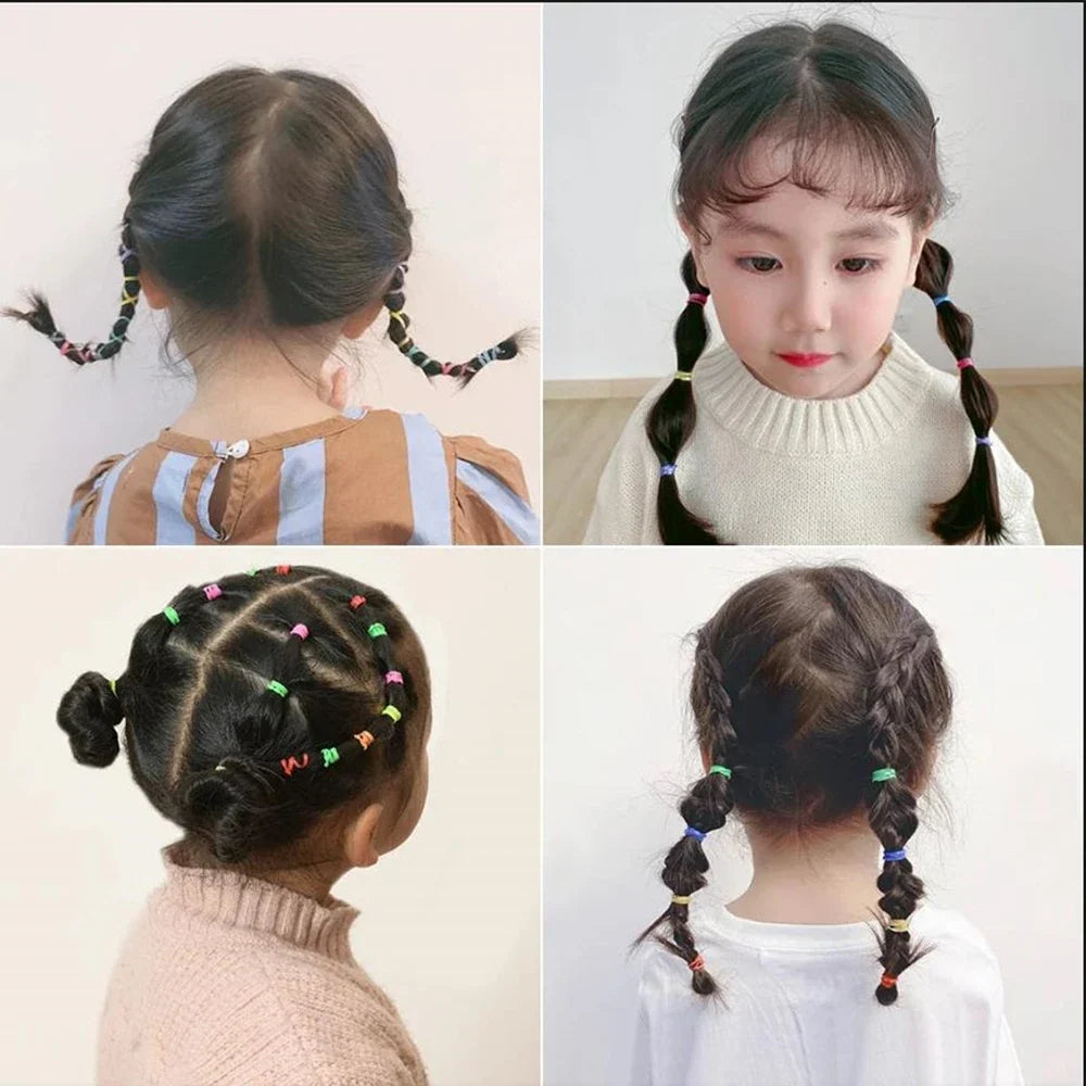 1000/2000pcs Kids Colourful Elastic Hair Ties & Ponytail Bands