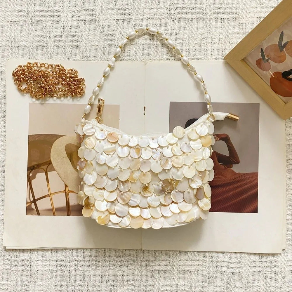 Woven Seashell Crossbody Bag | Beaded Mermaid Style Purse