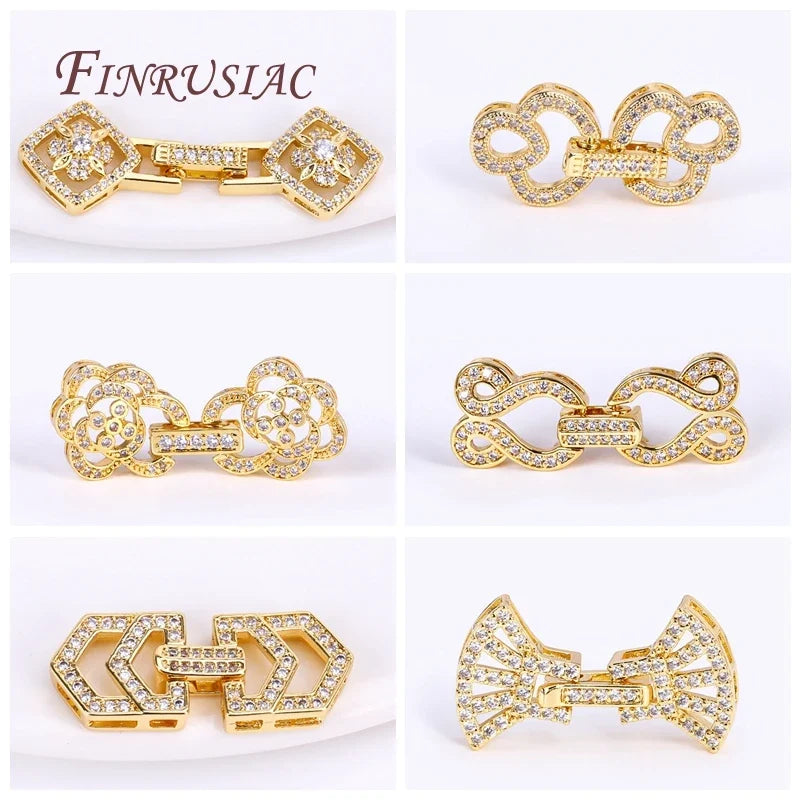 18K Gold Plated Zircon Pearl Clasp | DIY Jewelry Findings