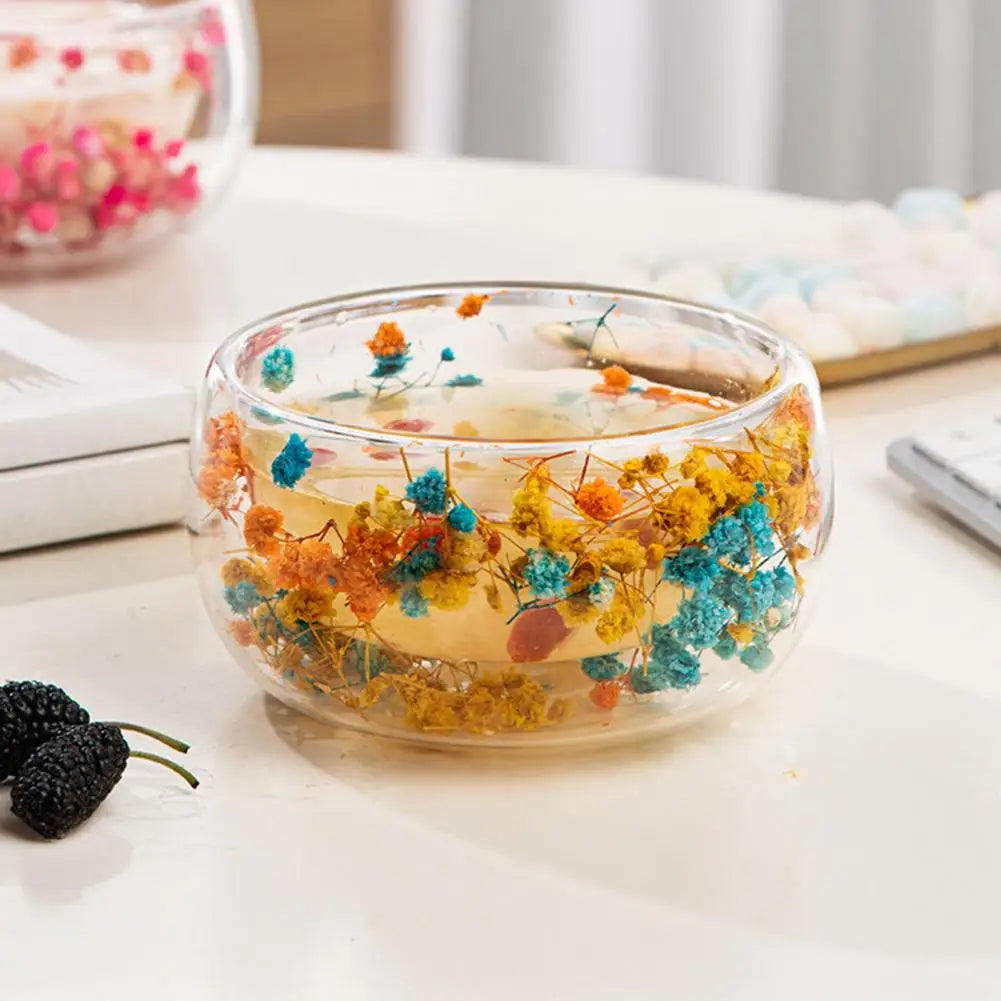 300ml Double-Walled Borosilicate Glass Bowl – Dried Flowers