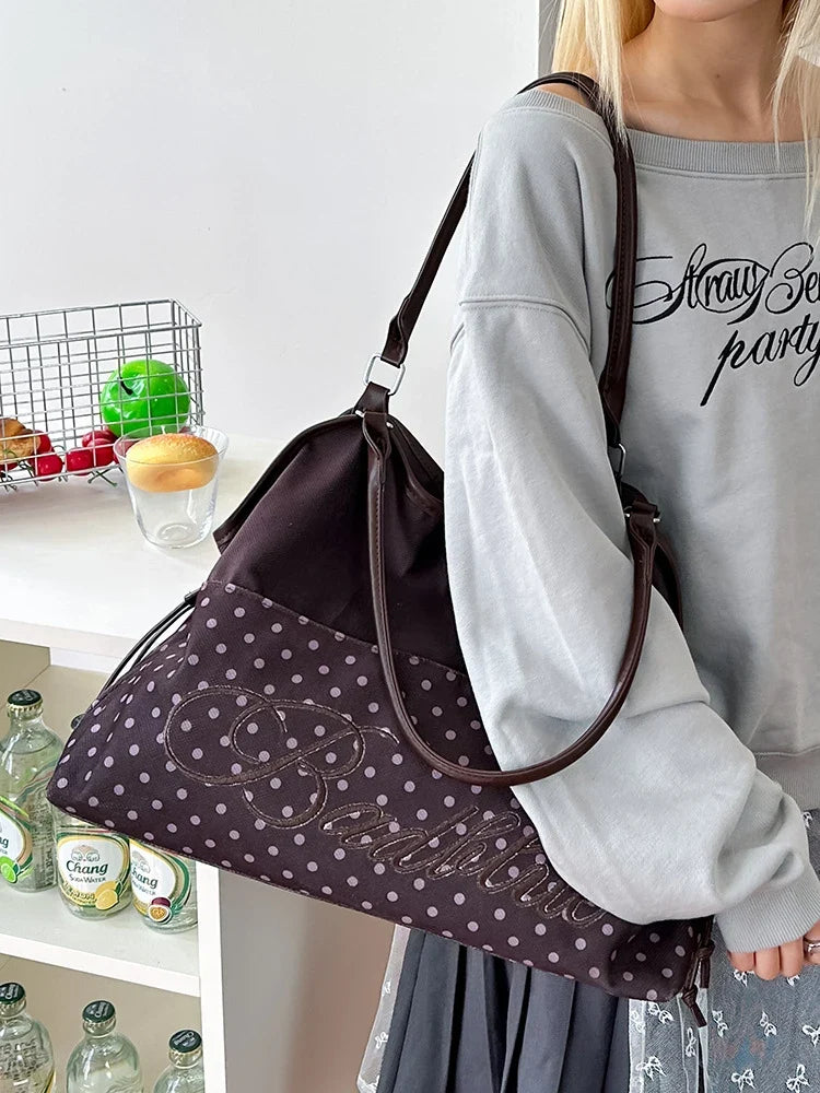 Women's Leopard Print Large Canvas Tote Bag | Drawstring Commuter