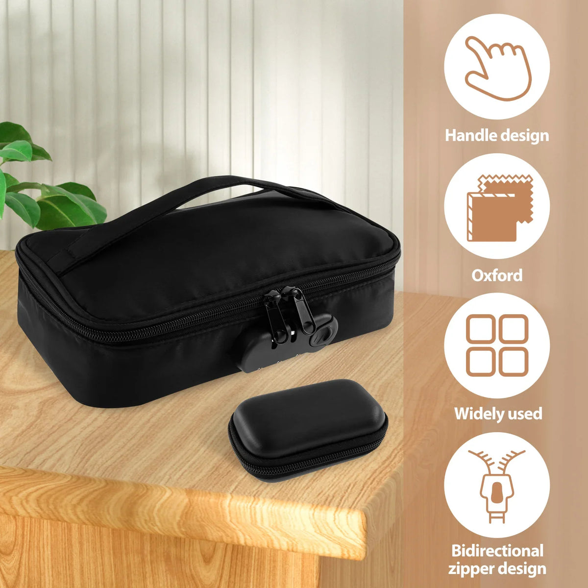 Lockable Storage Bag with Combo Lock & 2 Mini Zipper Cases