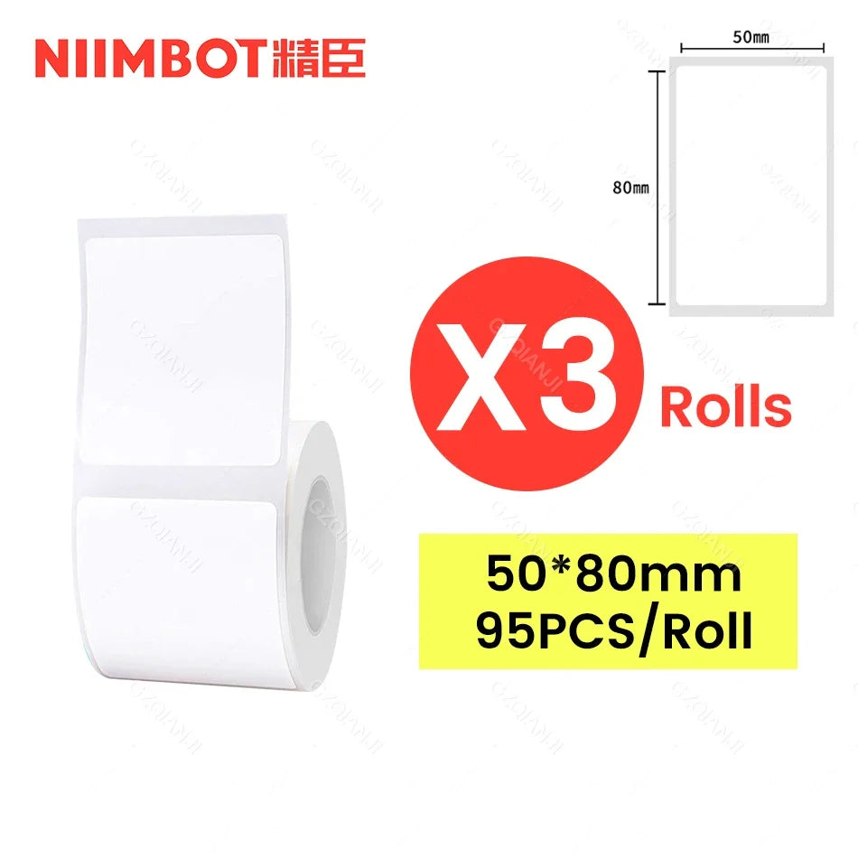 NiiMbot Thermal Label Rolls – Round White Waterproof Stickers