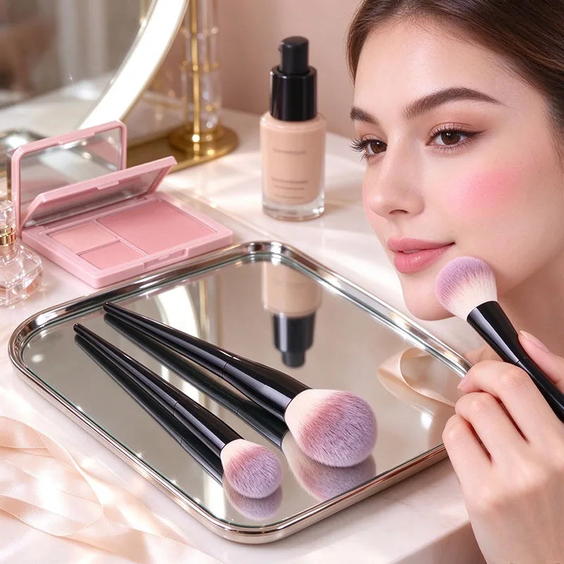 2-Piece Fluffy Makeup Brush Set – Powder, Blush & Contour