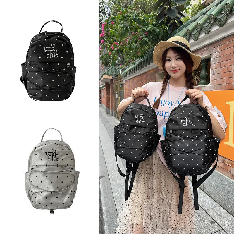 Korean Polka Dot Mini Backpack for Women – Stylish Commuter Bag