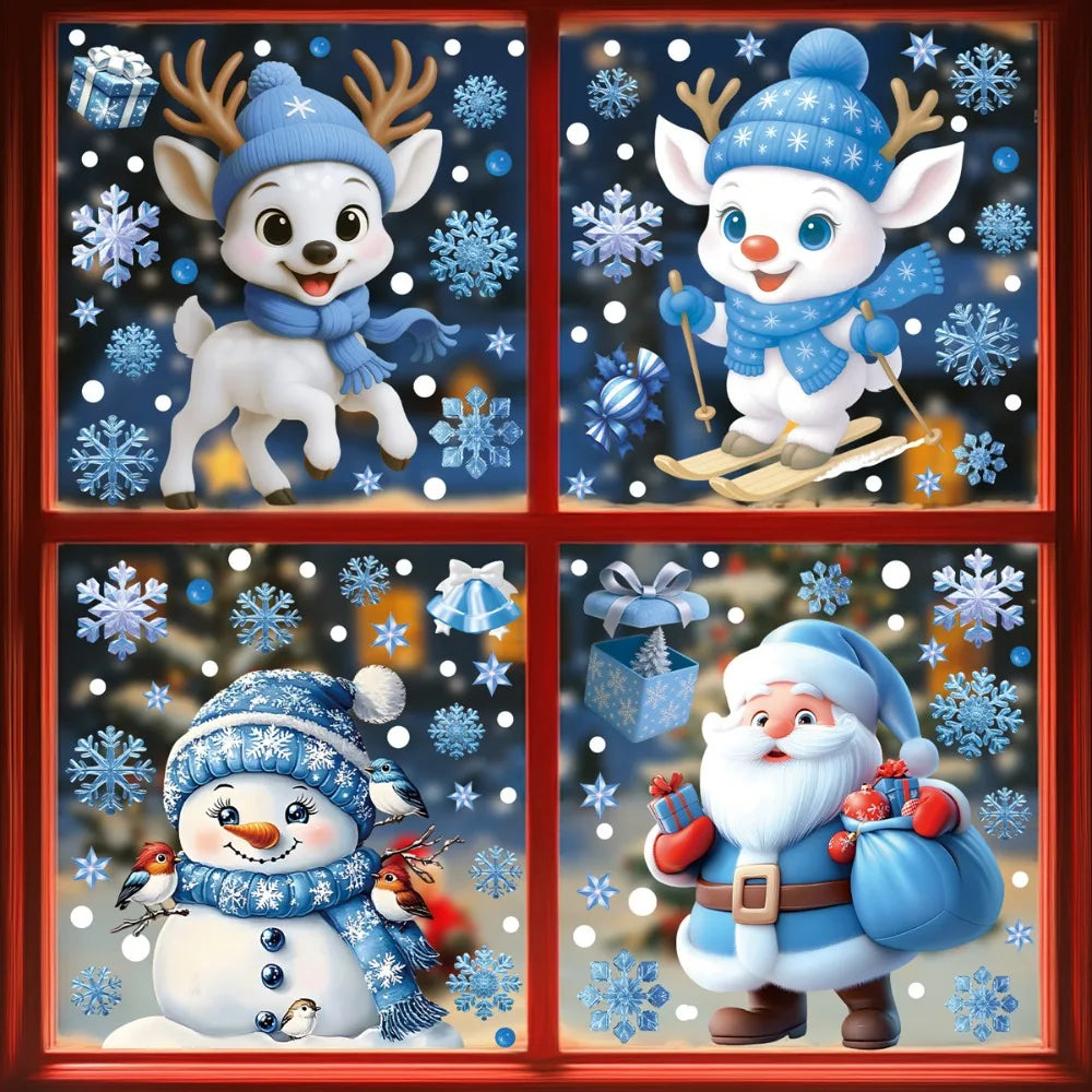 PVC Christmas Window Stickers – Snowman, Snowflake & Santa