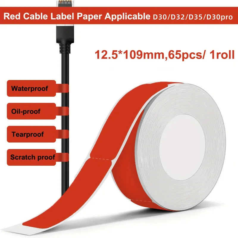 Thermal Cable Label Rolls for Phomemo D30/D32/D35 Printer