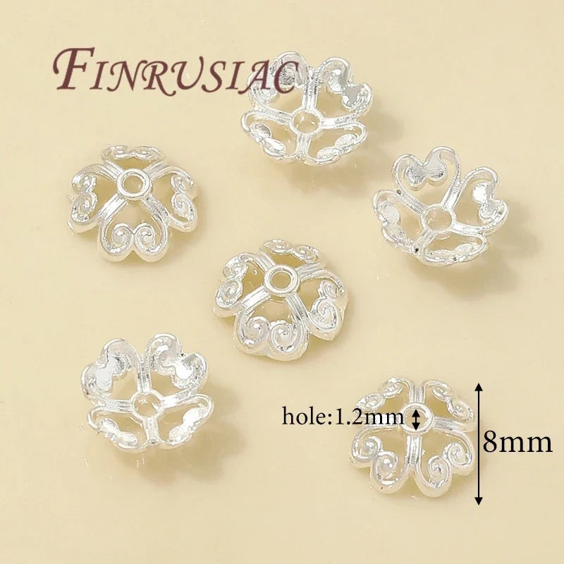 Silver Plated Flower Bead Caps for DIY Jewelry – 50/100 Pcs